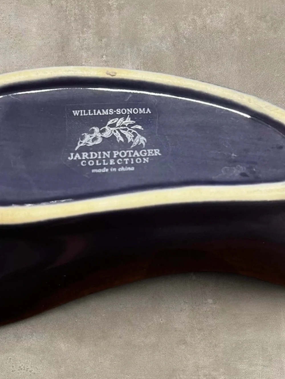 Williams Sonoma Glossy Eggplant Small Ceramic Dish in Purple and Green